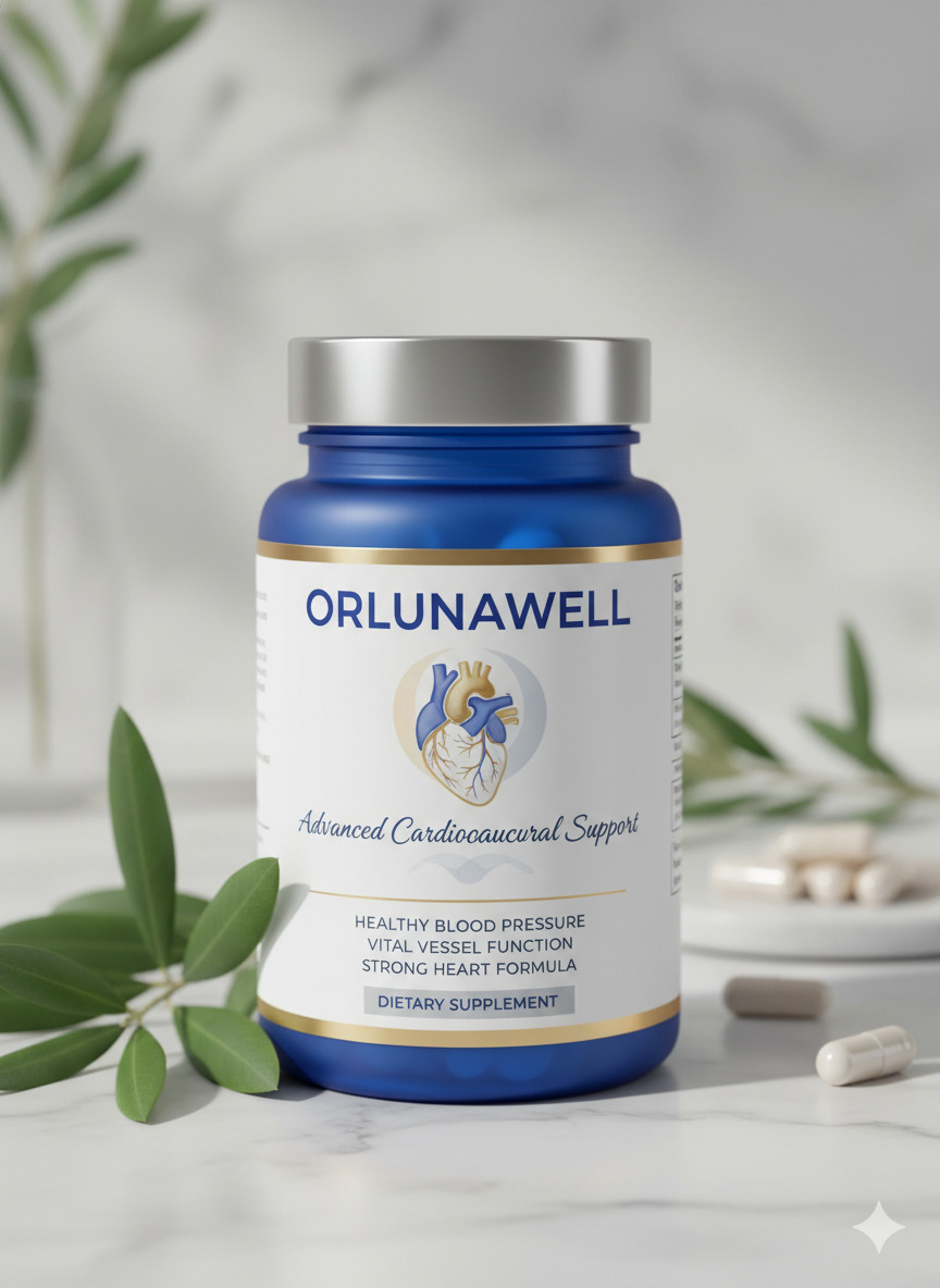 OrlunaWell supplement bottle on a neutral studio background